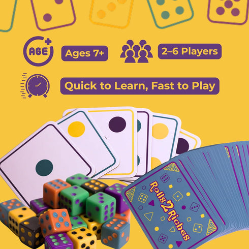 Rolls2Riches 2 Summer Award-Winning Board Game for Families Rolls Riches | Fast-Paced Dice, Card & Strategy Game