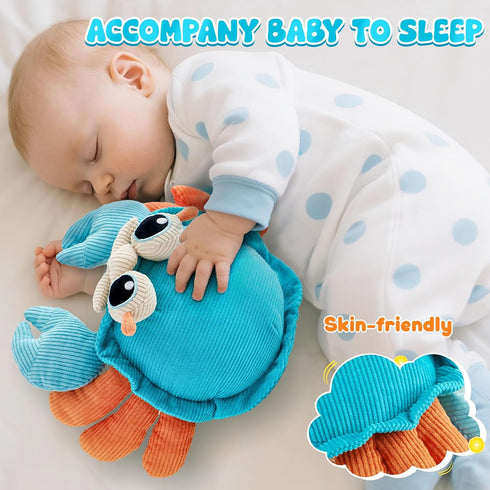 12-18 50 Tummy 1-3 Golray Baby Crawling Toys Months, Musical Dancing Walking Moving Crab with Pure Cotton & Songs, Time