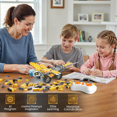 Alerisca 5in1 6-12, 899Pcs Sets, Sets STEM Robot Building Kits for Kids App & Remote Control STEM Dinosaur Tank Robot