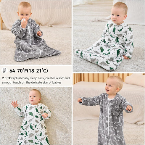 6-12 2.0 2-Way Unnivoll Fleece Baby Sleep Sack Months Long Sleeve Tog Baby Wearable Blanket with Zipper Warm Sleeping