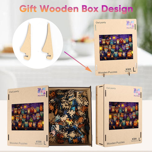 500 18.9'' 14.2'' Mocfesk Wooden Puzzles for Adults, Owl Family Puzzles Pieces, Unique Shaped Jigsaw Puzzles for Adults