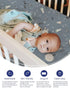 TotAha Mini Crib Sheets Fitted, Star & Moon Pack N Play Sheets, Super Stretchy Jersey Knit for Playard