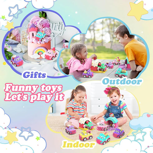 seveclotree 1 Toys,1st 1 2 Toys for Year Old Girls,Baby Cartoon Car Toys with Shooting Car Station,Toddler Girl