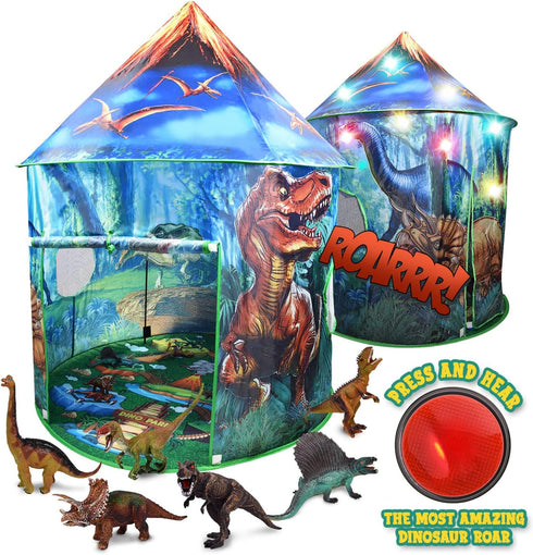 Dinosaur Pop Up Kids’ Play Tent by Toy To Enjoy, Indoor & Outdoor, Includes Remote Controlled Lights & 6 Toys