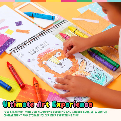 3+| Set Bright Stripes Art on The Go Collage Fun Jungle Theme Travel Kit for Kids Ages Mess-Free Activity with Crayons