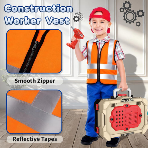 Set, 79pcs Set Playset, 3-5 Toddler Tool Bench Pretend Construction Toy with Drill for Kids Workbench Tool Bench