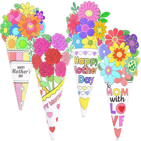 ceiba tree 24 Pcs Color Your Own Mothers Day Bouquet Crafts Happy