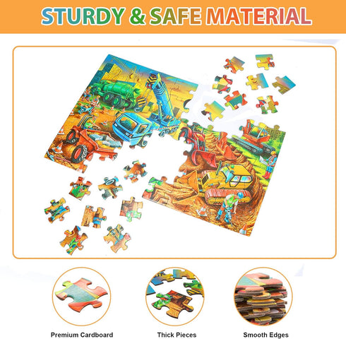 Jigsaw Puzzles for Kids Ages 3-8 - 60 Piece Construction Site - Large Piece Educational Toys