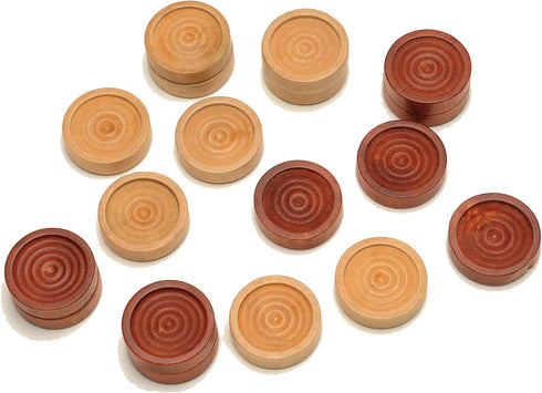 WE Games Wooden Checkers Pieces Only, 24 Stackable Brown and Natural Game Pieces with Drawstring Bag, 1.5 Inch Diameter