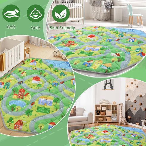 52x45 HOMBYS Hexagon Playpen Mat, Thicken Soft Playpen Mat Fits Hexagon Portable Play Yard & Playpen, Washable Baby