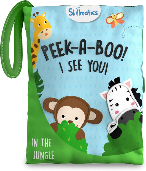 Skillmatics Peek-A-Boo Jungle Book, Soft Cloth Book for Baby, Infant & Toddler Toys with Crinkle Pages