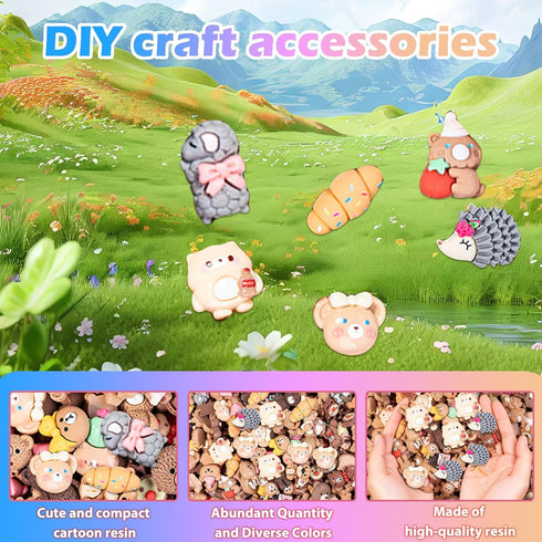 50 Pack PCS Coffee Series Cartoon Resin Mystery Blind Bag Mini Cute Figures for Kids Crafts, Tiny Random Toy Charms