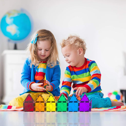 Magnetic Tiles Clear Colors, Magnet Blocks for Kids, STEM Magnetic Blocks for Toddlers, Girls, and Boys