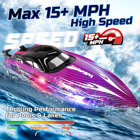 25+ WF17 2 30-40 WeFone Remote Control Boat for Adults, KMH Fast RC Speed Boat with LED Light for Kids, Self-righting