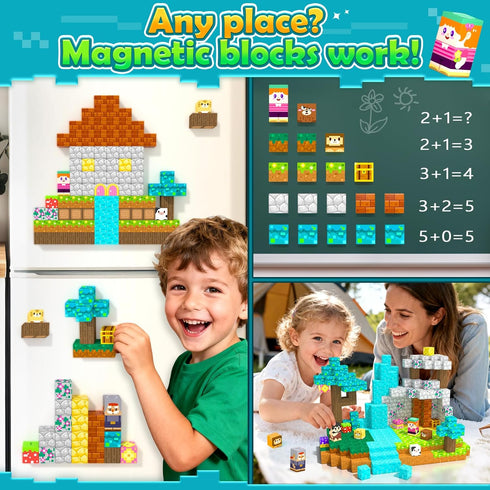 150PCS 3-5 5-7 8-13 Soyee Magnetic Blocks - Magnetic Building Blocks Stacking Magnets Toys for Kids Montessori Sensory