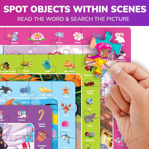 QUOKKA Puzzles for Kids Ages 4-6 - Set of 4x60 Jigsaw Puzzles for Kids 6-10 Years Old, Unicorn Princess Toys