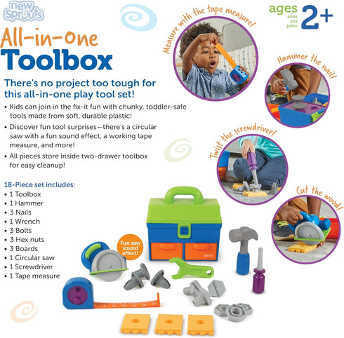 Learning Resources New Sprouts All-in-One Toolbox, 18 Pieces, Toddler Activities for Ages 2+