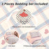 Set 100% 3 Sets Cute Princess Printed Crib Bedding Cotton, Pieces Girl and Red Heart Pattern Duvet Bedding Includes