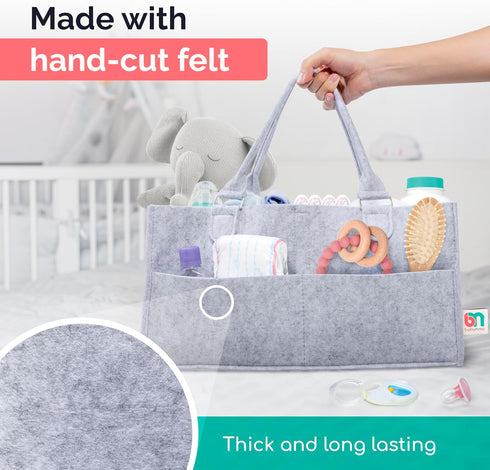 Felt Diaper Caddy - Extra Large Storage for Baby and Toddler Items - Diaper caddy basket - Portable Organizer Easily