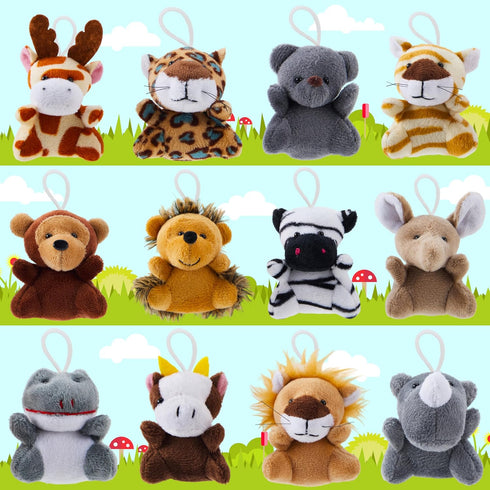 24 (24 3" JOYIN Pcs Mini Safari Animal Plush Toys Units Each), Animals Keychain Decoration for Kids, Small Stuffed