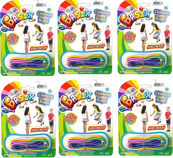 Chinese Jump Rope for Kids - 6 Ankle Skipping Ropes, Elastic Long Jump Rope for Elementary School & Playground Toys