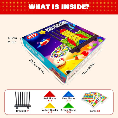 3D Building Blocks Puzzle - Educational Toys for Kids and Adults, Brain Teaser Puzzles Challenge Geometry Logic IQ Games