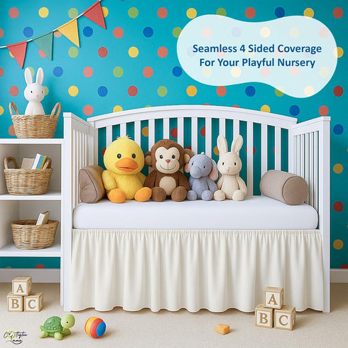 28" 52" 14" Cottington Lane Ivory Crib Skirt Dust Ruffle, Soft & Durable Nursery Crib Toddler Bedding Skirt for Baby