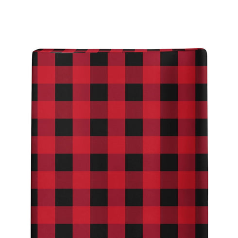 Woodland-Themed Baby Changing Pad Cover - Buffalo Plaid Design