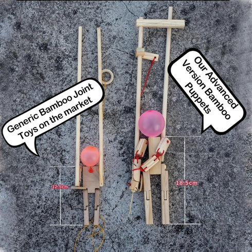 Balloon Bamboo Man Battle, Handmade Wooden Fencing Puppets, Wooden Battle Bots Arena, Battle Bots (Larger Bamboo Man)