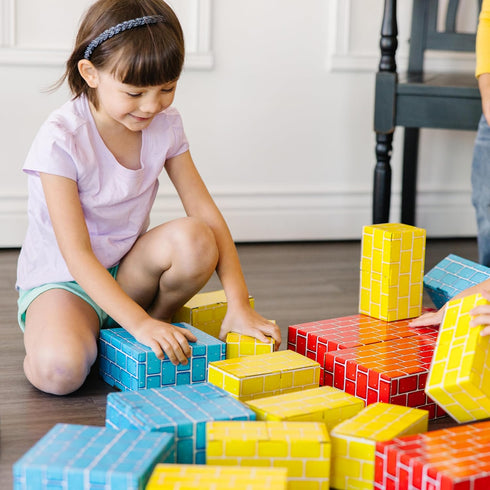 Melissa & Doug Jumbo Extra-Thick Cardboard Building Blocks - 40 Blocks in 3 Sizes for Pretend Building