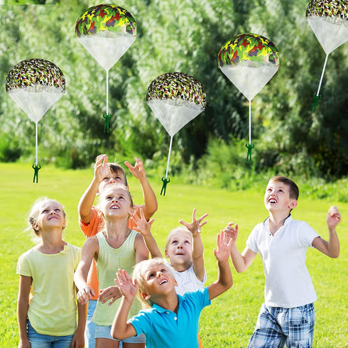 Aoriher 12 Pcs American Flag Army Parachute Toy, Hand Throwing Men Toy Figures, Outdoor Games for Teens Boys