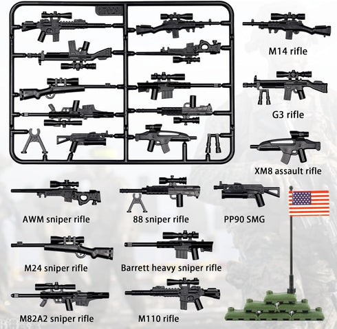 Weapons Pack Military U.S Weapons in Game Toy Set - Accessories Compatible with Major Brands
