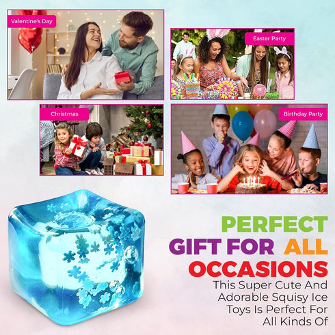 TwCare Stress Balls Ice Cube with Snowflakes Inside for Your Best Mellow and Chill, Snow Pieces Silent Nice Square
