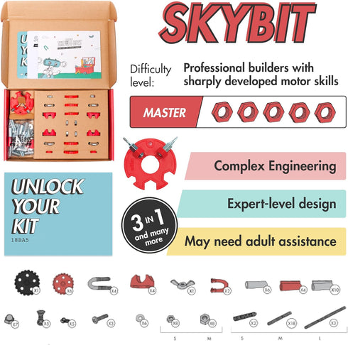 812, The Off Bits Build Your Own Helicopter Toy, SkyBit Transport Educational Stem Building Toys for Boys and Girls