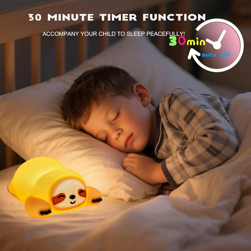 Nightlight,3 Dimmable,30Min DREAMING MY DREAM Squishy Sloth Night Light,LED Novelty Animal Levels Timer Nursery