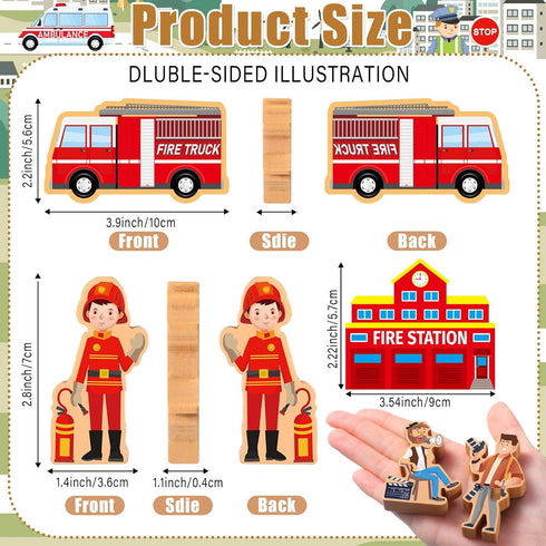 Blosssound 81 Community Set Pcs Wooden Helpers Toys Wooden Car Town Wood People Figures Multicultural Career Wood