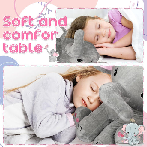 Jenaai Giant Stuffed Elephant Plush Toy, Huge Gray Elephant, Soft Big Doll for Home Decor, 24 Inch