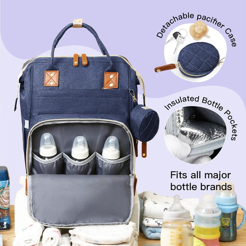 GLIXAVIA Backpack 15+ Backpack Diaper Bag with Changing Pad Large Capacity Baby Bag, Pockets, USB Port, Waterproof