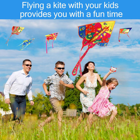 8 Pack Kites for Kids, Butterfly Kite, Fish Kite, Large Rainbow Delta Kite, Easy to Fly Beach Kites with 109 Yard String