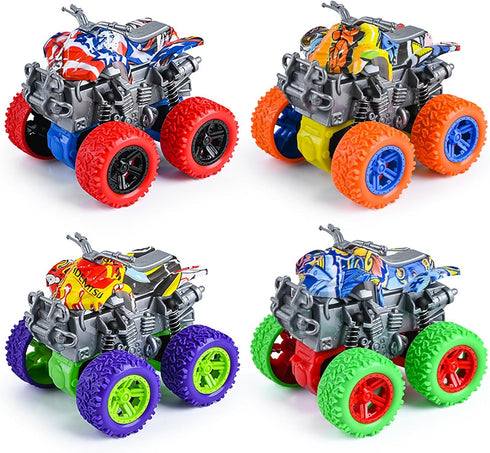 Monster Truck Toys - 4 Pack Friction Powered Toy Cars, Push and Go Car Truck Playset for Boys and Girls Aged 3-7