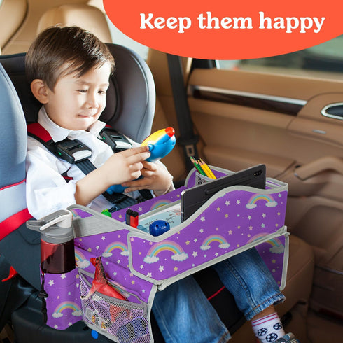 PILLANI Kids Travel Tray for Car, Car Seat Tray for Kids Travel, Lap Tray for Road Trip Activities
