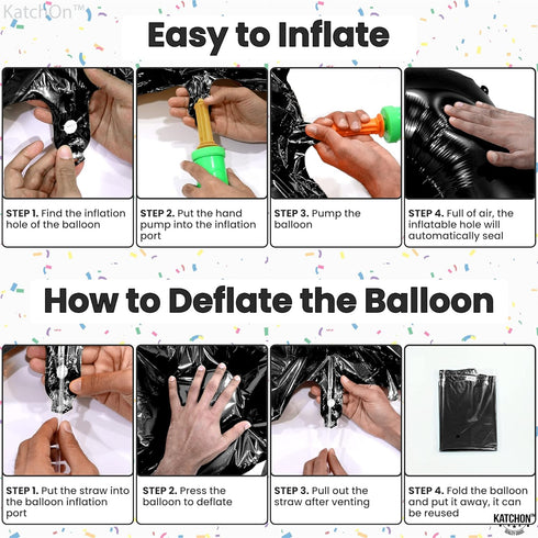 KatchOn Giant Black 15 Balloons Number - 40 Inch Happy 15th Birthday Decorations for Boys, 15 Birthday Balloons
