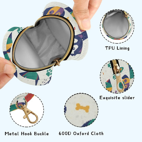 PYBUG Dog Round Pacifier Storage Case, Polyester & TPU Lined with Hook Buckle, Pacifier Container Box for Baby, Fashion