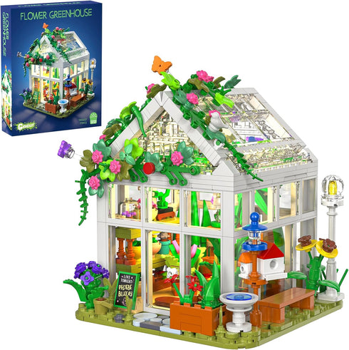 GEVINST Flower House Set for Adults Building Sets with Led Light, for
