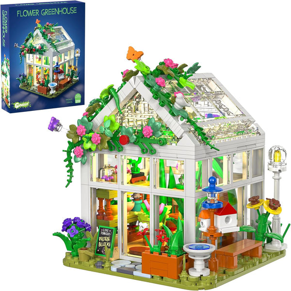 GEVINST Flower House Set for Adults Building Sets with Led Light, for