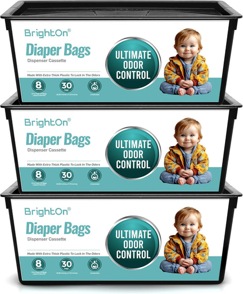 BrightOn Diaper Pail Refill Bags Compatible with Genie Easy Roll Signature Diaper Pails,
