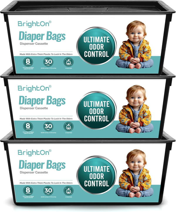 BrightOn Diaper Pail Refill Bags Compatible with Genie Easy Roll Signature Diaper Pails,