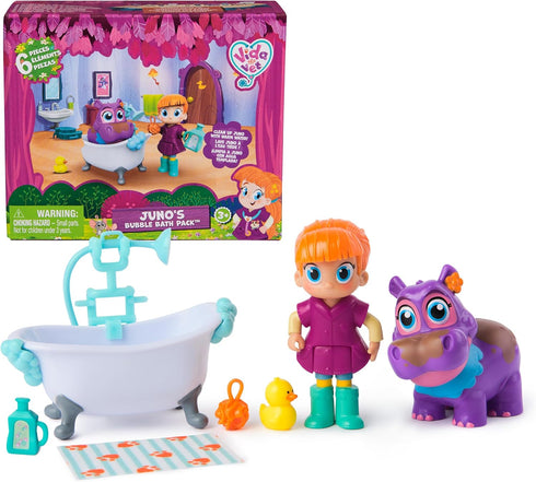 Juno’s Bubble Bath Pack with Color Changing Juno Action Figure & Doctor Kit Accessories, Kids Toys for Ages 3+