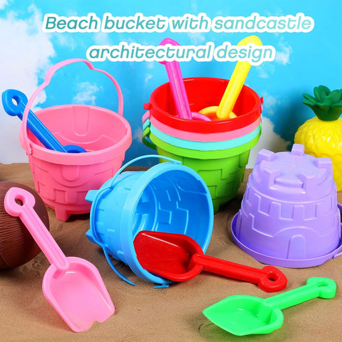 30 Set 6 Summer (5.5 4.7 Inch) Didaey Beach Sand Buckets and Shovels, Include Sand Pail Bucket Colors with Castle