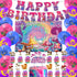 Mushroom Happy Birthday Party Decorations - Includes Backdrop, Banner, Cake Topper, Cupcake